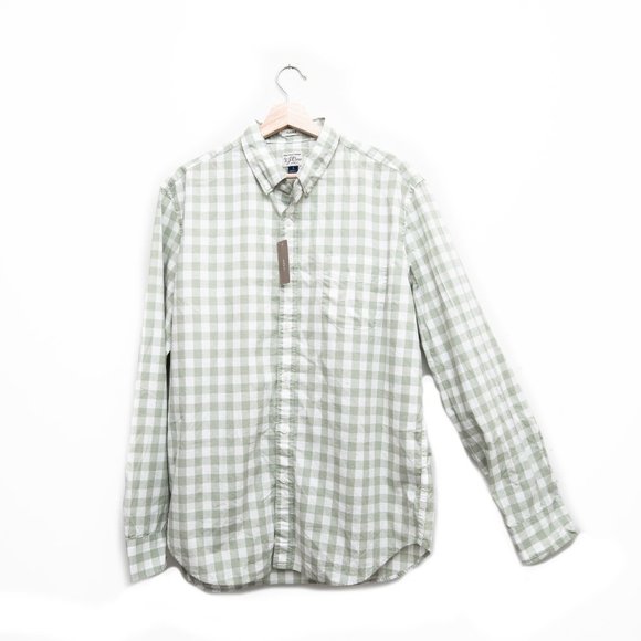 J Crew Checked Plaid Mint Long Sleeves Dress Shirt NWT - Picture 2 of 6